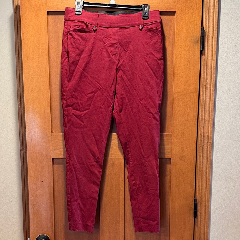 Women's Red Pull on Dress Pants